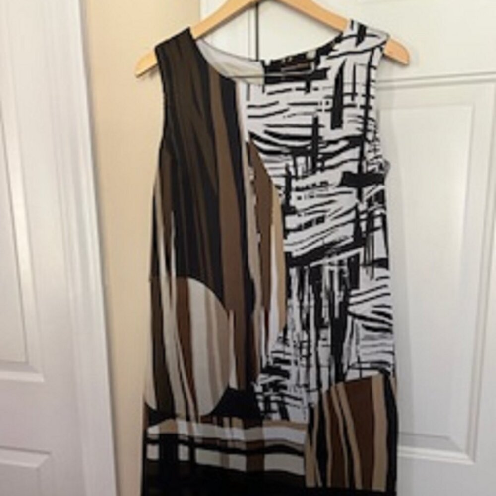 Women's Sleeveless Brown Multicolor Dress Dana Buchman Size 6 Zips in Back
